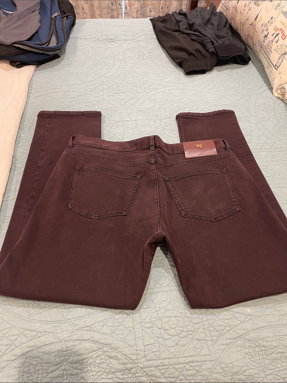 Marco Pescarolo Men’s  Straight Fit Maroon Jeans size 36x30 - Picture 7 of 11
